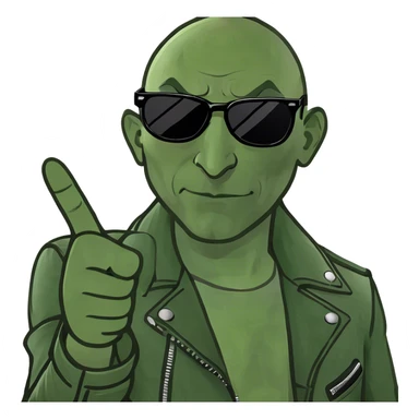 bald man giving middle finger sticker