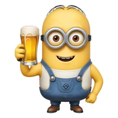 minion with a beer saying cheers sticker