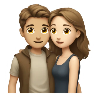 A pale brunette boy and a pale brown-haired girl kissing sticker
