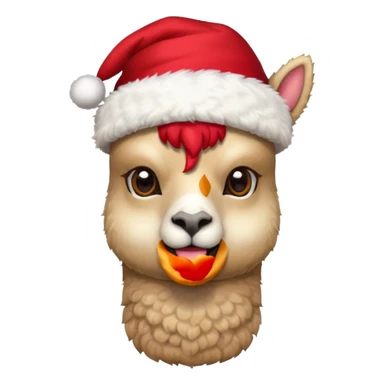 Alpaca with a Christmas hat sticker