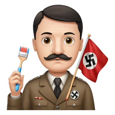 HITLER holding a nazi flag pls and pls turn his BEARD into a toothbrush mustache sticker