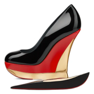 One WEDGE heel LOUBOUTIN black leather PATENT sticker