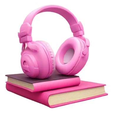 pink head phones on top of pink book and pink bow sticker