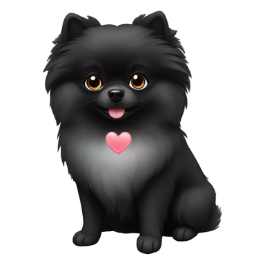 Black Pomeranian with hearts sticker
