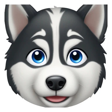 Black and white husky with blue eyes, white eyebrows, looking happy sticker