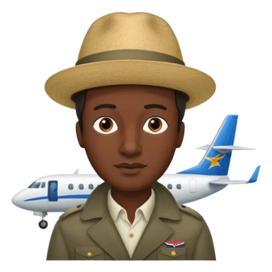Visage homme créole réunionnais avec chapeau arrive avion sticker