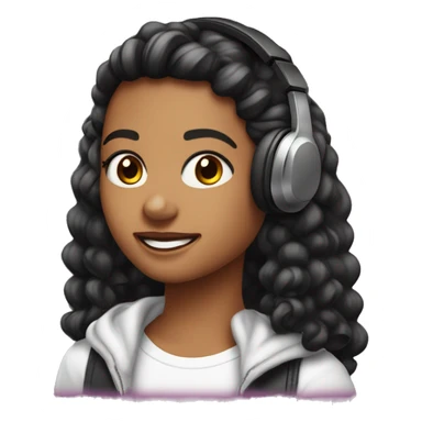 Emojis para chicas y chicos gamer color de cabello negro con auriculares tono de piel blanca para tiktok sticker