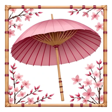 Sakura-themed Japanese wagasa parasol, pink and red washi paper, cherry blossom patterns, delicate floral design, bamboo frame, traditional Japanese style, aesthetic, elegant, no humans, pastel color palette sticker