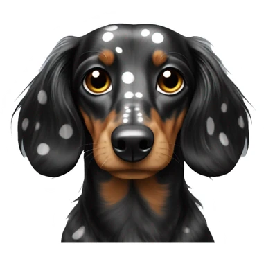 Black & silver spotted long haired Dachshund sticker