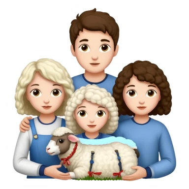 3 girls withe and 2 boys withe and a sheep sticker