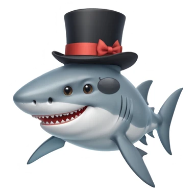 shark with tophat and a mustache sticker