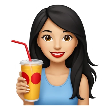 a woman holding fastfood drink sticker