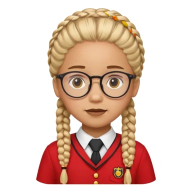 red uniform wearing scout kid with braids and glassess sticker