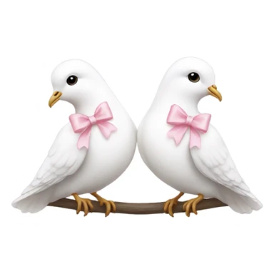 Two White doves with light pink bows around their necks sticker