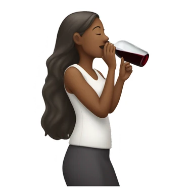 Woman drinking from wine bottle sticker
