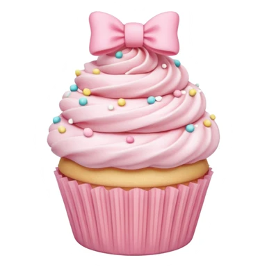 Pink bow wrapped around a cupcake, pastel, chibi style sticker