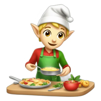a cute christmas elf cooking lunch sticker