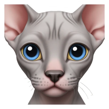 Pink grey canadian sphynx cat blue eyes and black nose  sticker