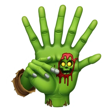 zombie hand making the peace sign, fun emoji style sticker