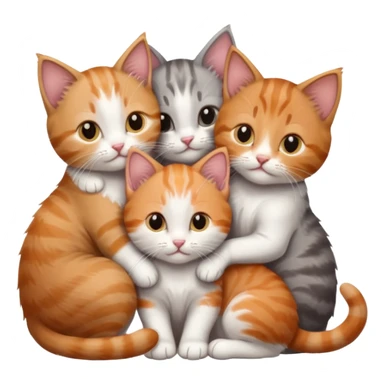 3 kittens cuddling together all different colours, the first one is grey and white, the second is ginger and white and the third is brown tabby and white sticker