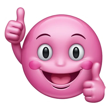 pink smiley face, sparkling effect, two thumbs up, joyful sticker