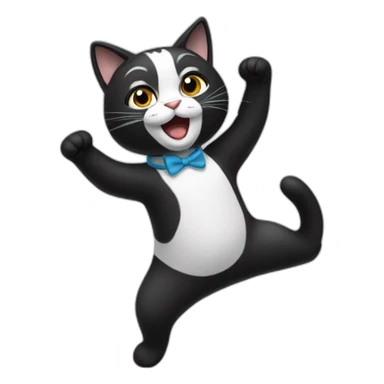 Black and white cat dancing sticker