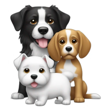 Chat blanc + chien blanc et noir à côté sticker