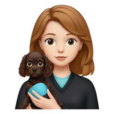 White girl with light brown hair holding a black cocker spaniel  sticker
