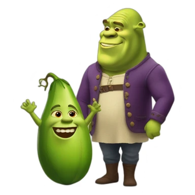 shrek holding a large eggplant in front of him sticker