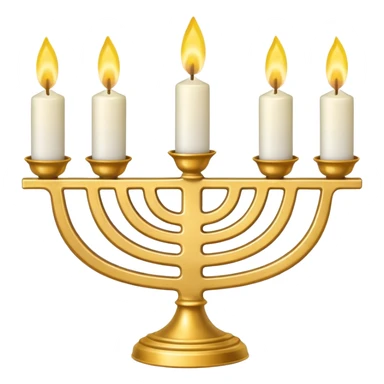 Gold Menorah with three white candles on each side sticker