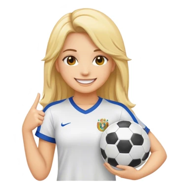 chica blanca con cabello rubio largo y una playera de fútbol  sticker