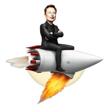 Elon Musk on a flying rocket sticker