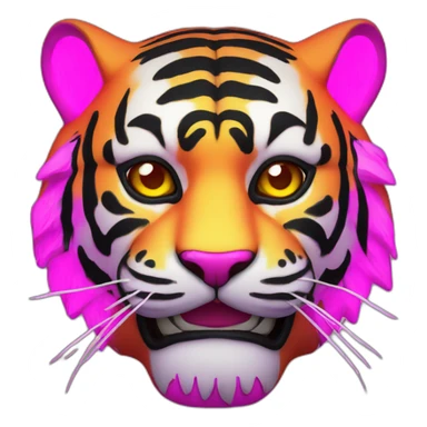 neon tiger Japanese mask sticker