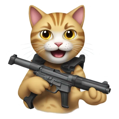 a cat holding a gun, and speak super loudly: what do you want!? sticker