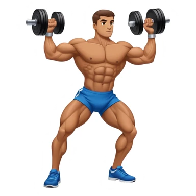 side-view bodybuilder dumbbell lunges sticker