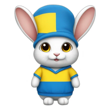 the rabbit is dressed in a costume in the color of the Ukrainian flag sticker