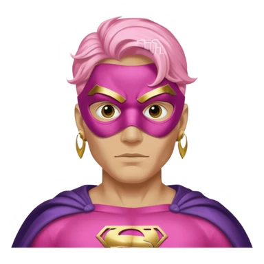 mask wearing man superhero pink with big earrings sticker
