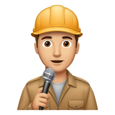 truck driver talking into a microphone with truck backdrop sticker