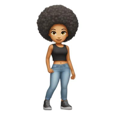 Light skin girl orange afro squat sticker