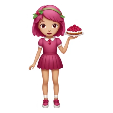 Raspberry torte human full body and legs girl with a raspberry barrette on her head sticker