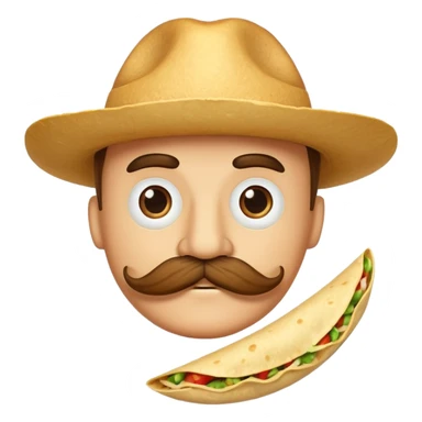 a fresh flour tortilla with a  mustache sticker
