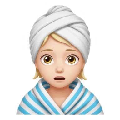 scared clean girl with bath towels sticker
