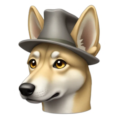 Czechoslovakian wolfdog wearing a hat sticker