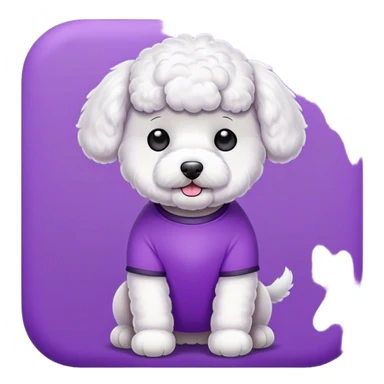 White Bichon wearing purple tshirt sticker