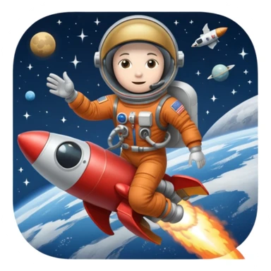 astronaut straddling a rocket taking off into space sticker