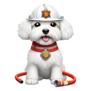 Maltese Bichon working as a firefighter sticker