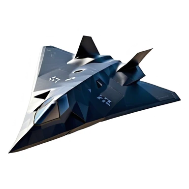 F-117 Nighthawk - Lockheed Martin (Stealth Grey) A futuristic stealth attack aircraft with a distinct faceted, angular design in a stealthy matte grey. Its sharp, jagged edges and unconventional, almost alien-like shape make it look like a shadow cutting through the night sky. The surface should appear non-reflective with subtle panel lines. sticker
