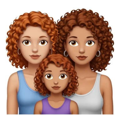 Create a family. A young hot mom. She is an alt girly with dark curly hair, an eyebrow piercing, and a nose ring. Her two teenage kids are gay girlies. One has shoulder length auburn hair and has an eyebrow ring. The other has short bleached curly hair, bleached eyebrows and a lip ring  sticker