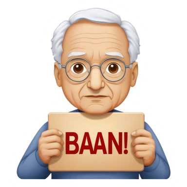 Frank Gehry with a "Ban AI" sign sticker