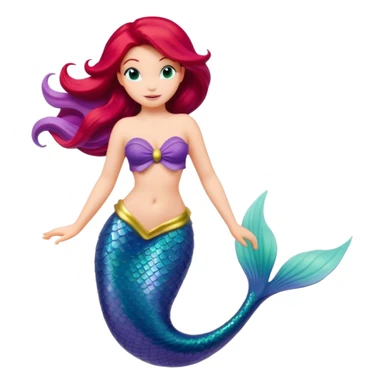 Isolated, detailed illustration of the most incredibly stunningly beautiful and vibrant Disney mermaid Ariel 
figurine imaginable, toy style. sticker